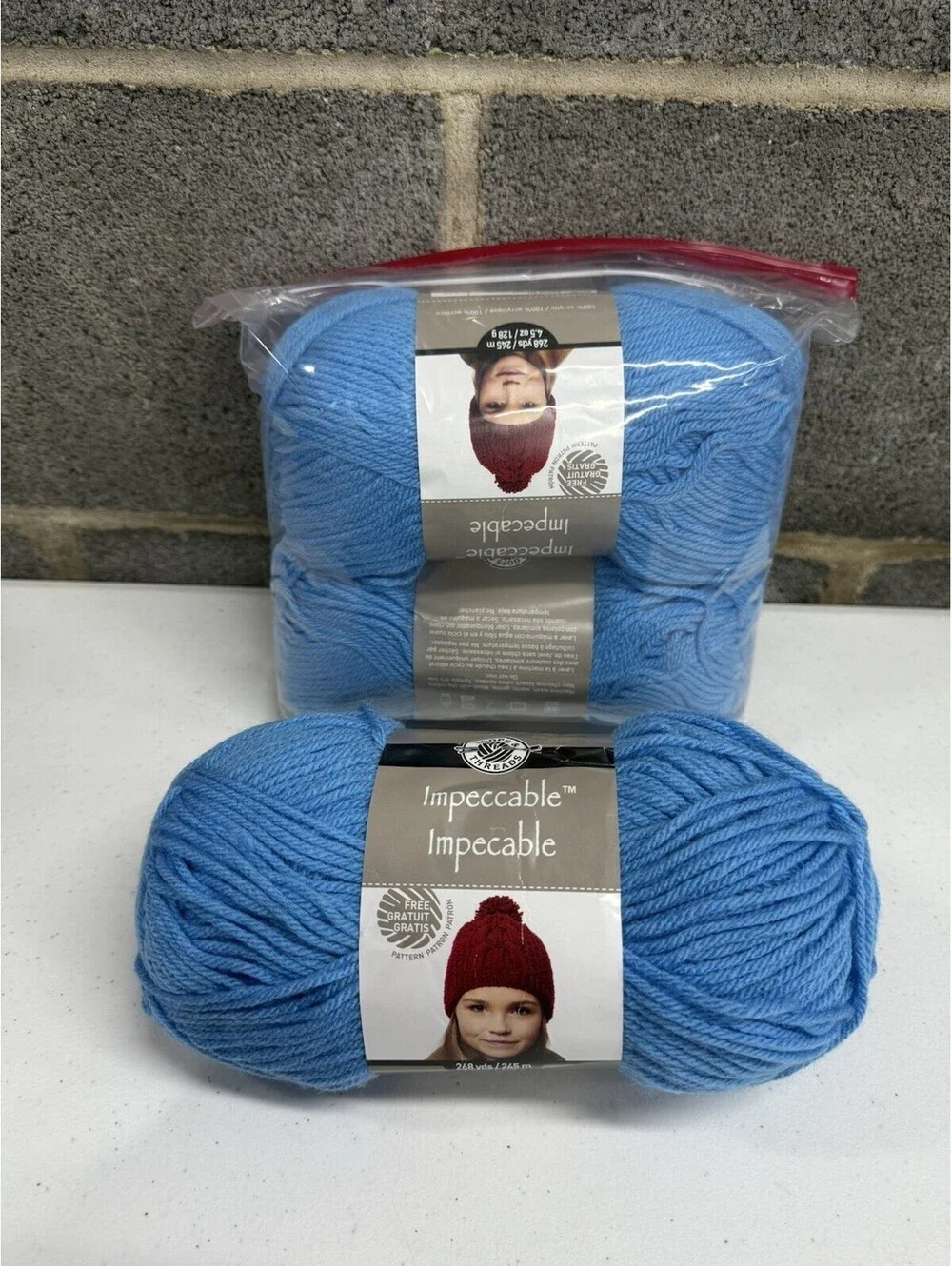 Loops & Threads Impeccable Yarn 100% Acrylic Clear Blue 3 Skein Lot